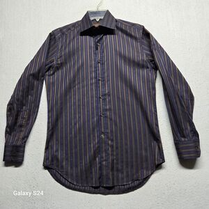 Etro Men's Shirt - Purple and Brown Stripes